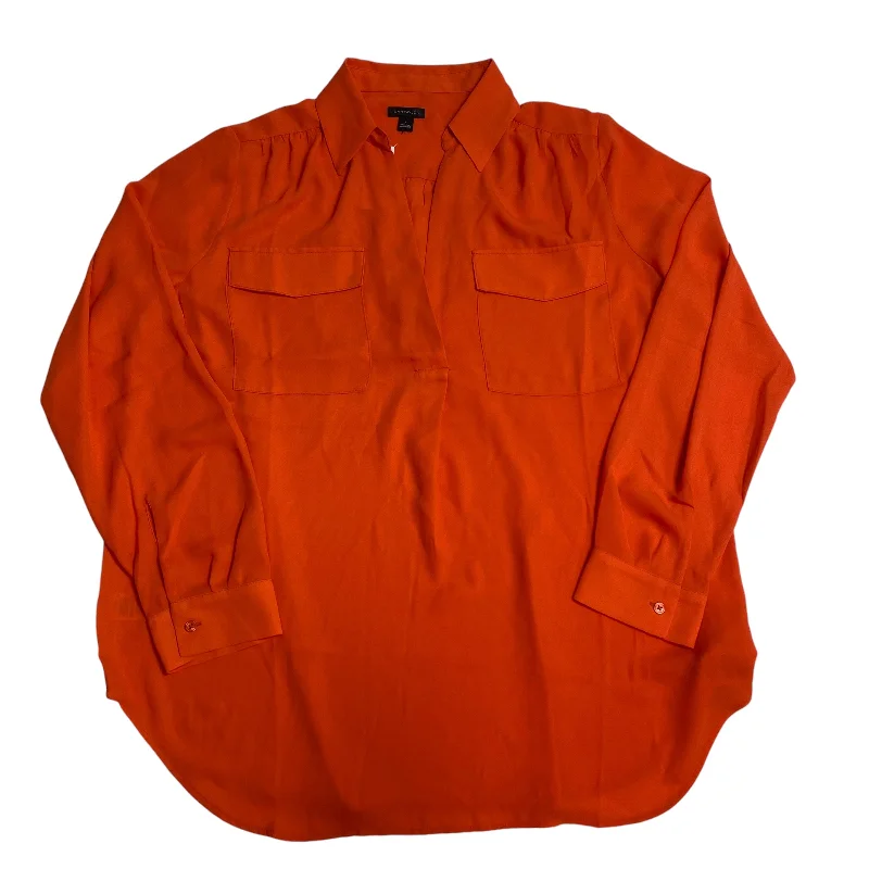 Blouse Long Sleeve By Ann Taylor In Orange, Size: L