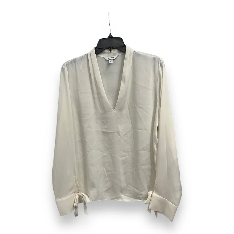 Blouse Long Sleeve By Express In White, Size: L