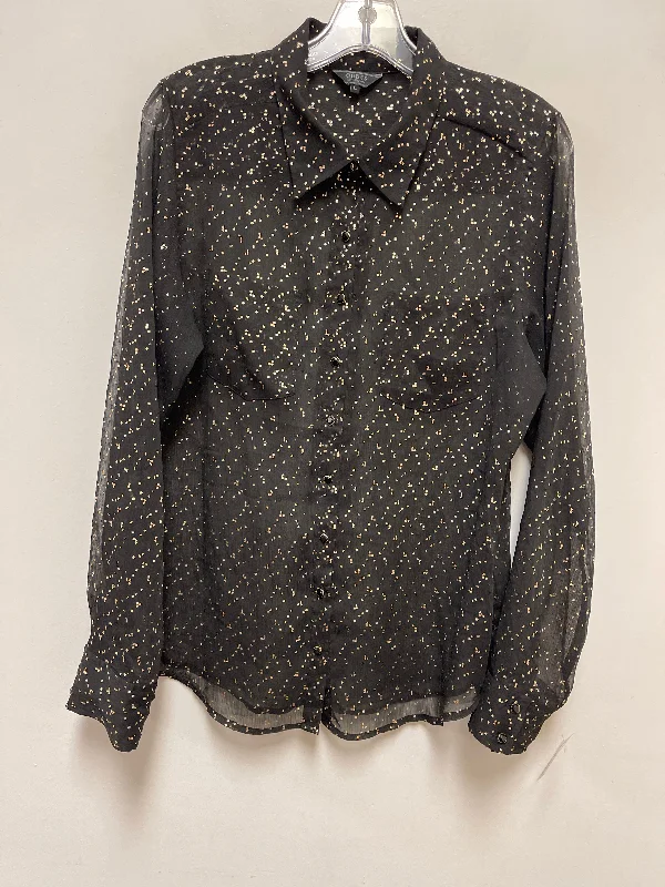 Blouse Long Sleeve By Guess In Black, Size: L