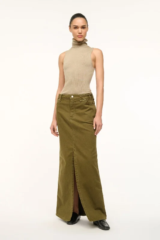 STAUD + WRANGLER THE MAXI SKIRT | SERGEANT GREEN