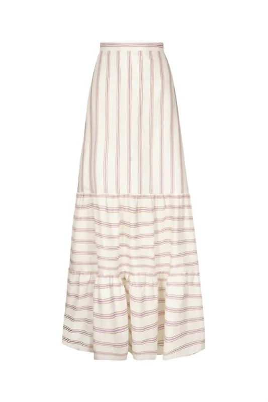 Women's Julieta Linen Maxi Skirt In Lila Stripes