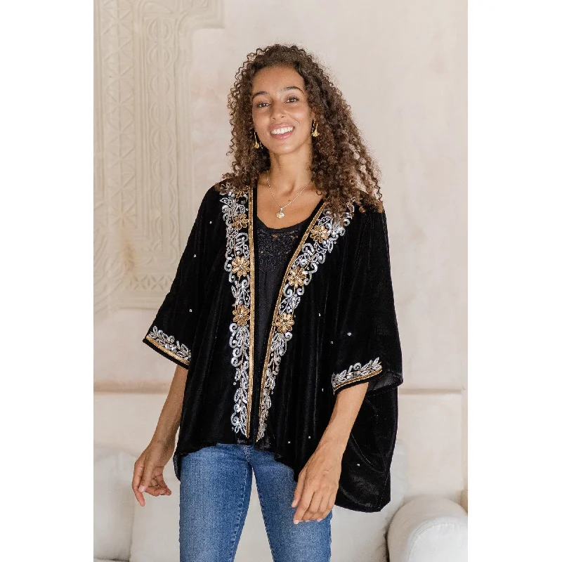 Novica Handmade Golden Nightbird Beaded Layering Jacket