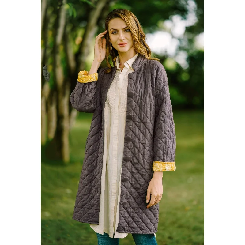 Novica Handmade Grey Gardens Quilted Cotton Jacket